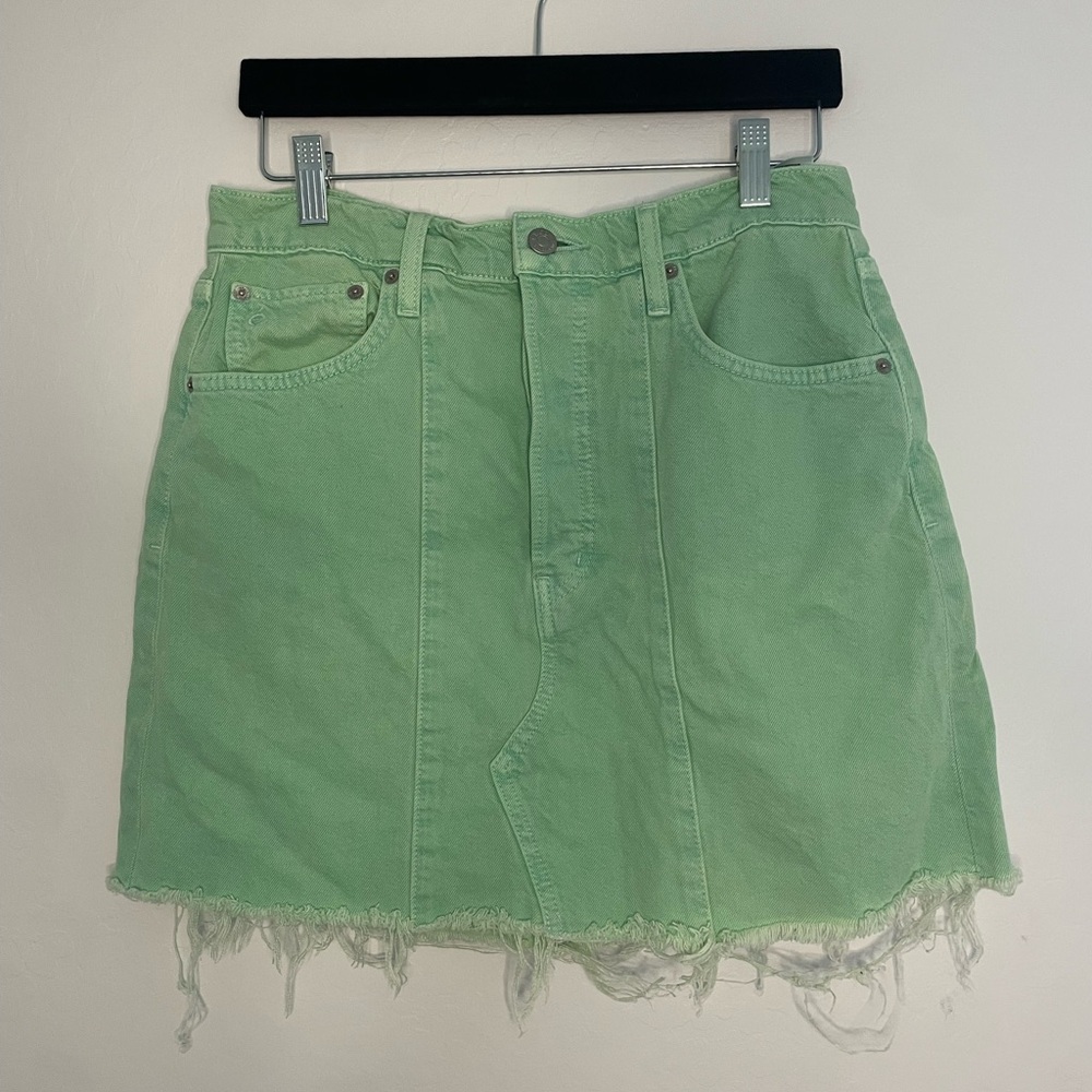 Etica Mint Green Denim Mini Skirt - Size 29/8/M